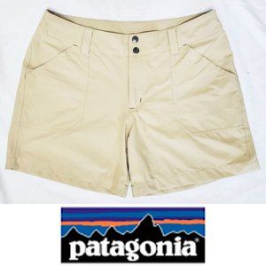 Patagonia Womens Borderless Shorts Tan Khaki Hiking Outdoor Casual  12